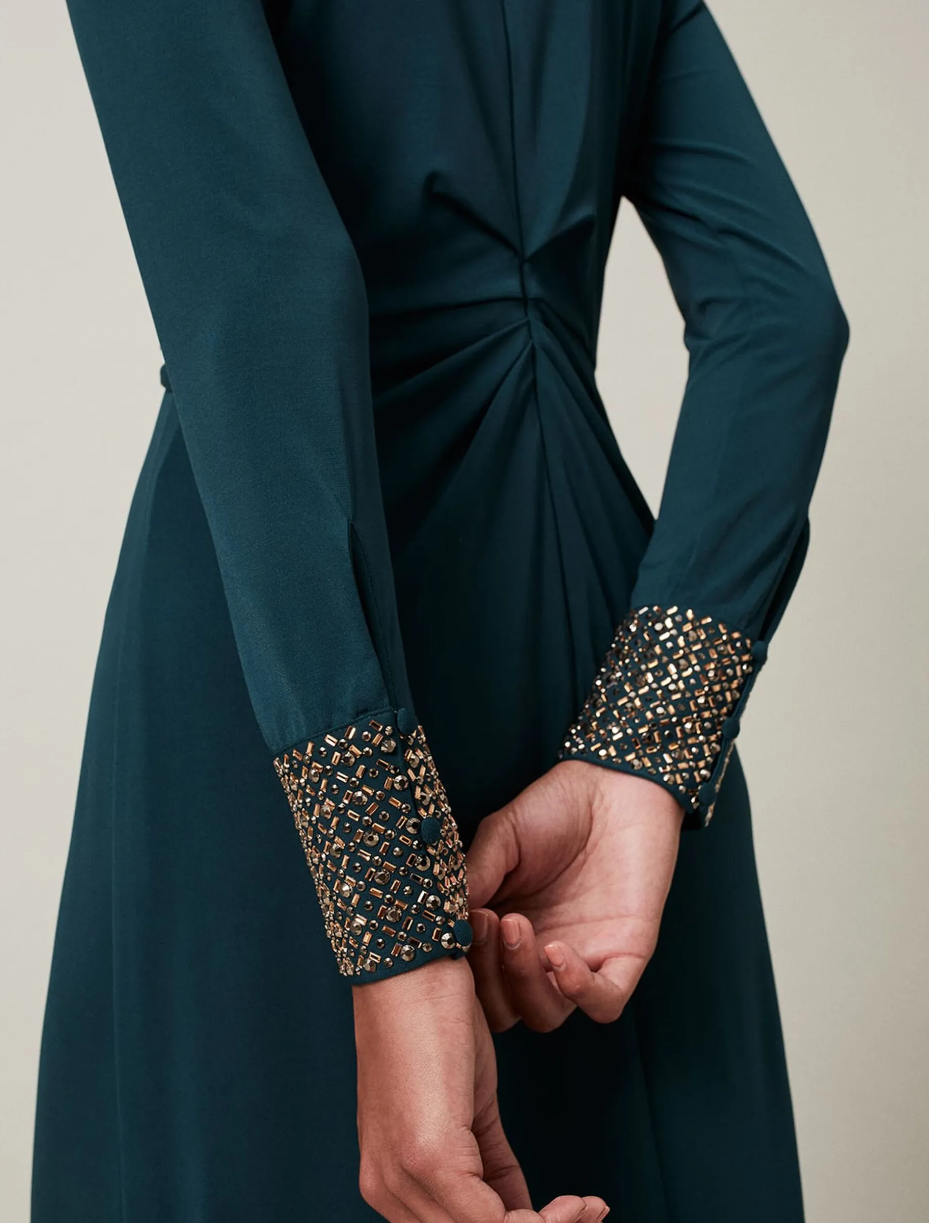 Shanelle Embellished Cuff Maxi Dress