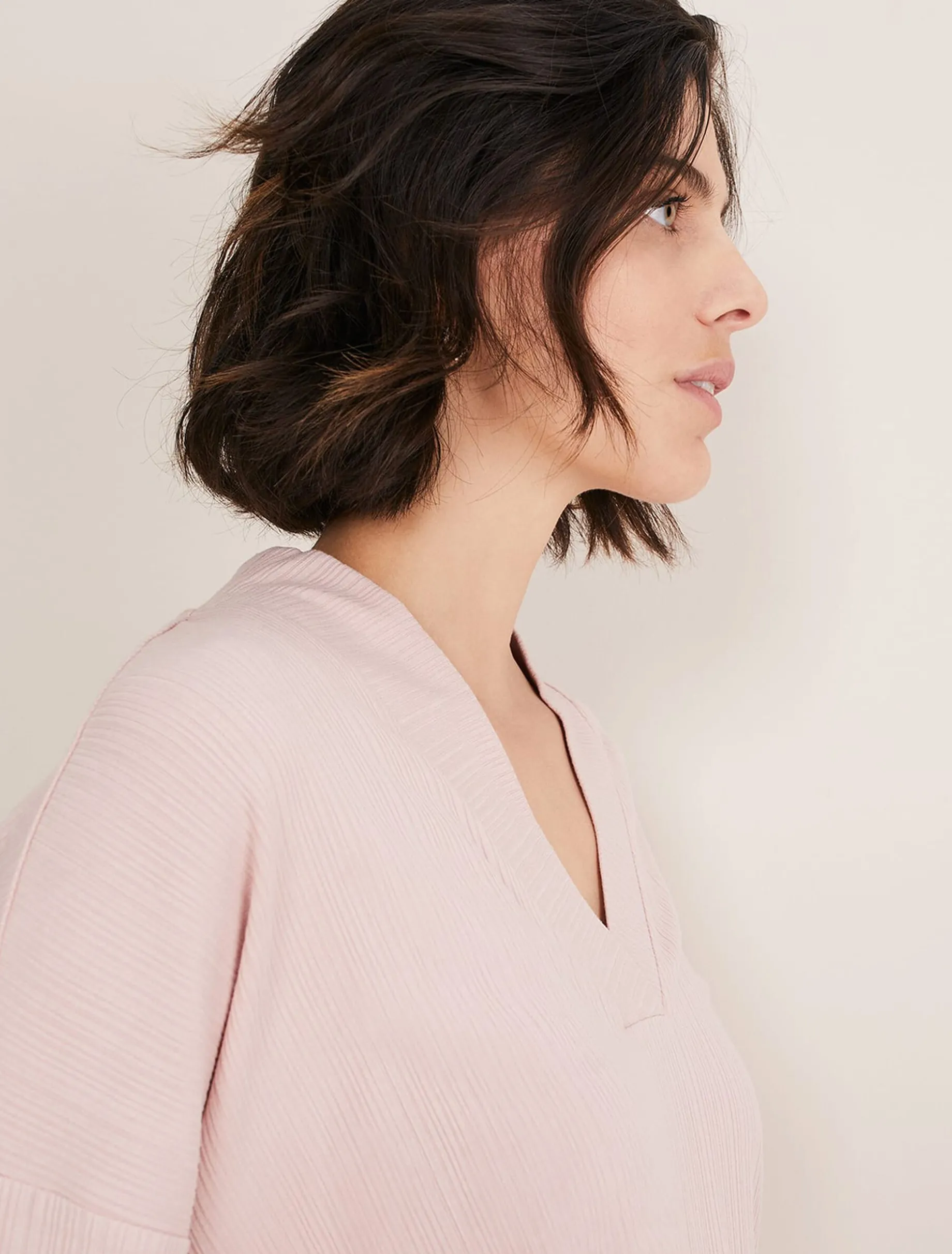 Shellie Textured V Neck Top