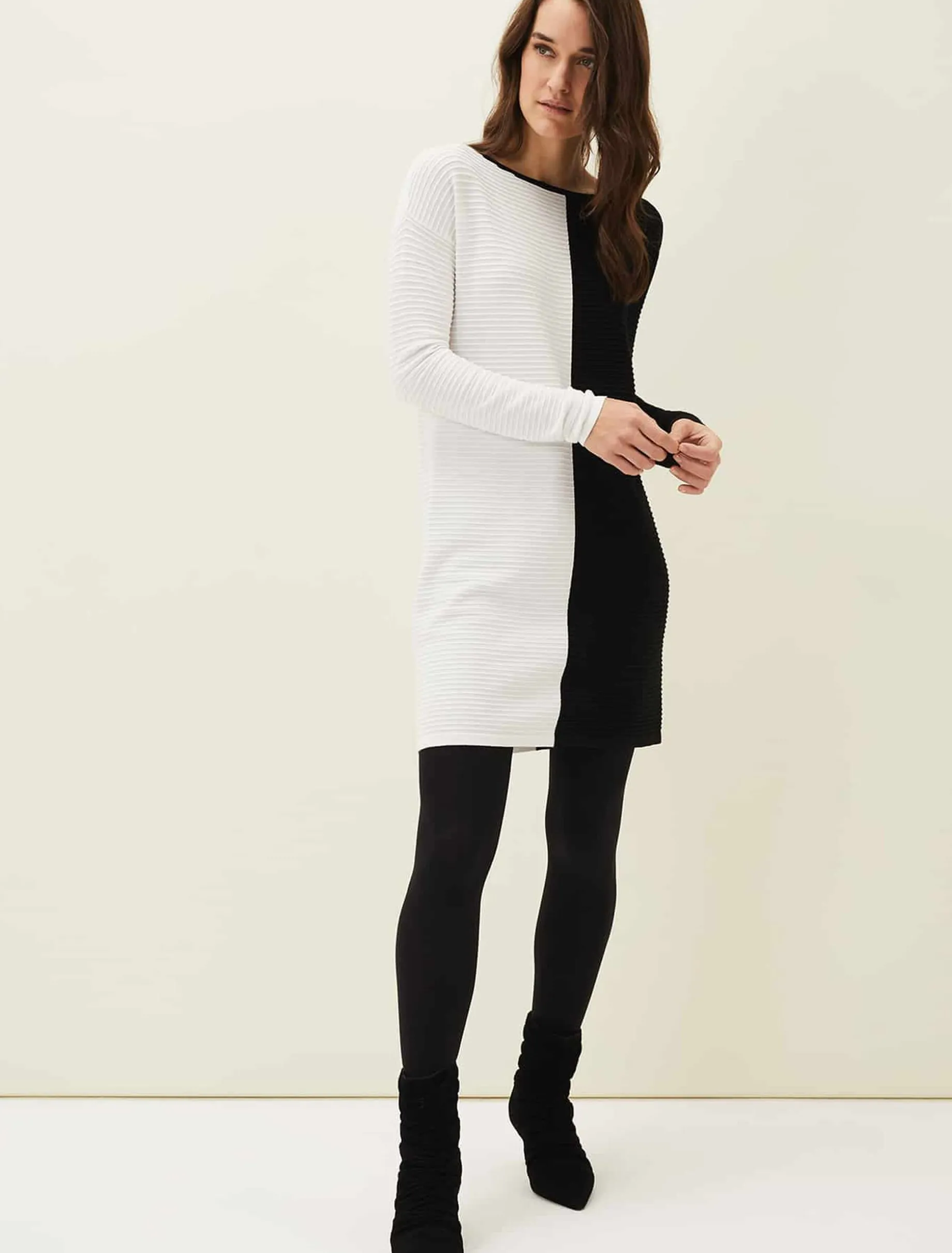 Sherrie Ribbed Colourblock Knit Tunic Dress