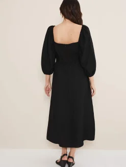 Shola Linen Ruched Bodice Dress