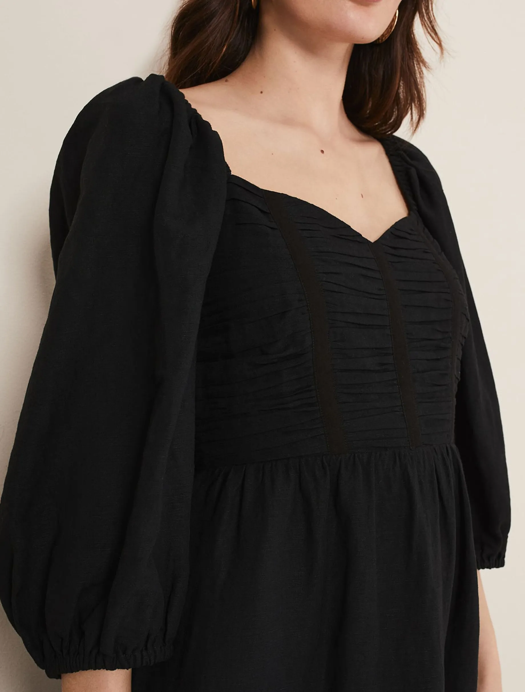 Shola Linen Ruched Bodice Dress