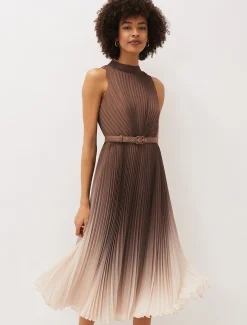Simara Ombre Pleated Halterneck Dress