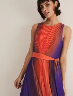 Simara Ombre Pleated Midi Dress