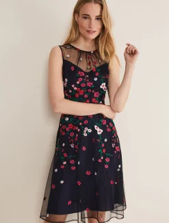 Sloane Mesh Ditsy Floral Dress