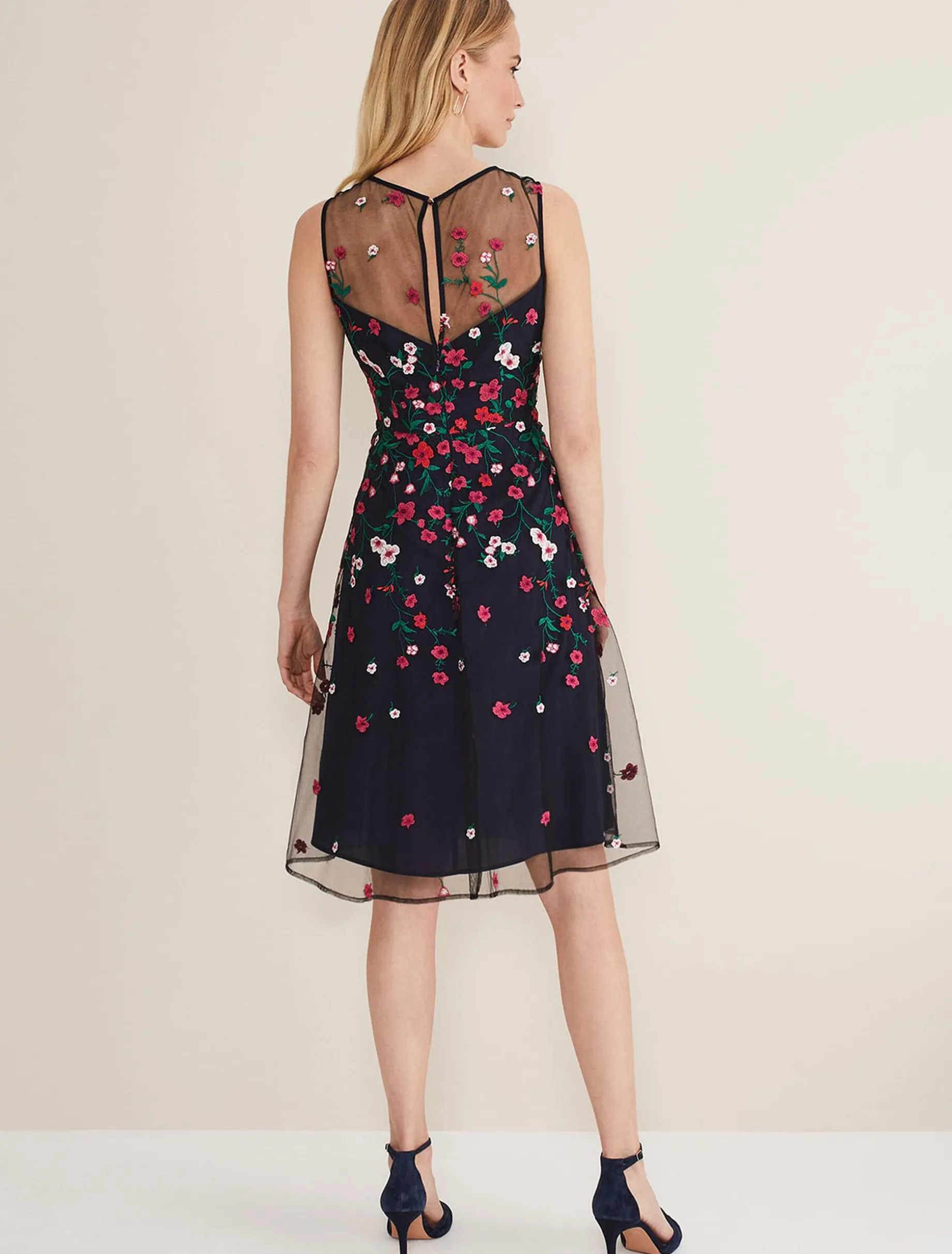 Sloane Mesh Ditsy Floral Dress