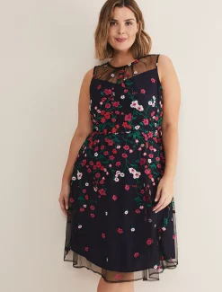 Sloane Mesh Ditsy Floral Dress