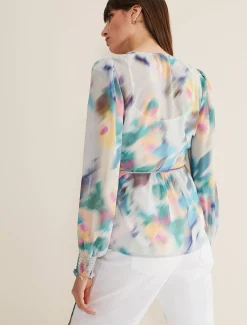Sonya Printed Wrap Blouse