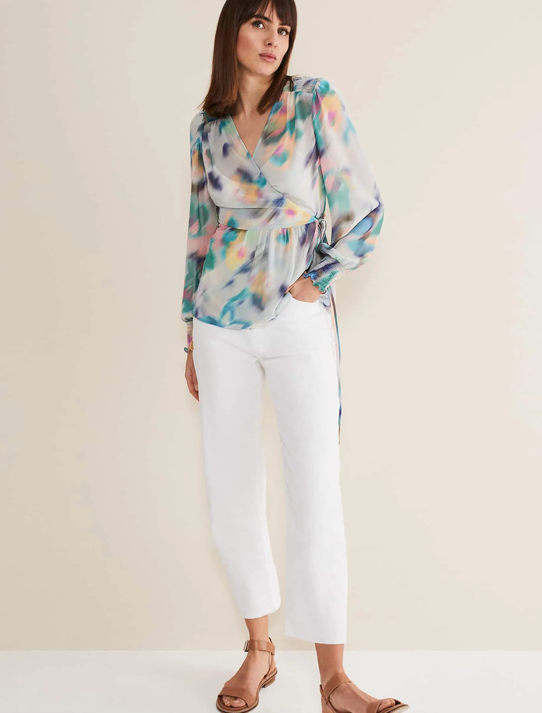 Sonya Printed Wrap Blouse