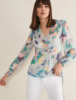 Sonya Printed Wrap Blouse