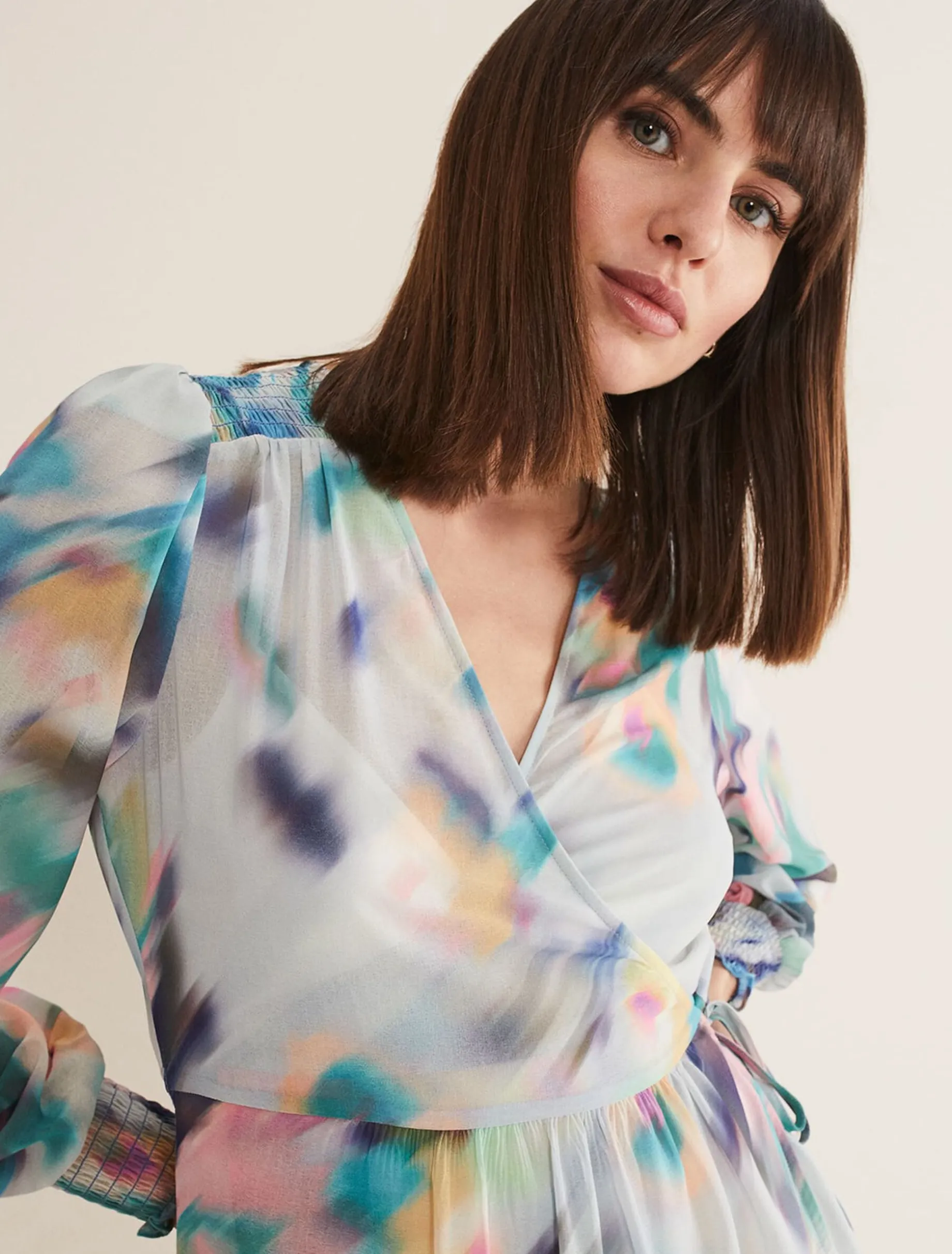 Sonya Printed Wrap Blouse