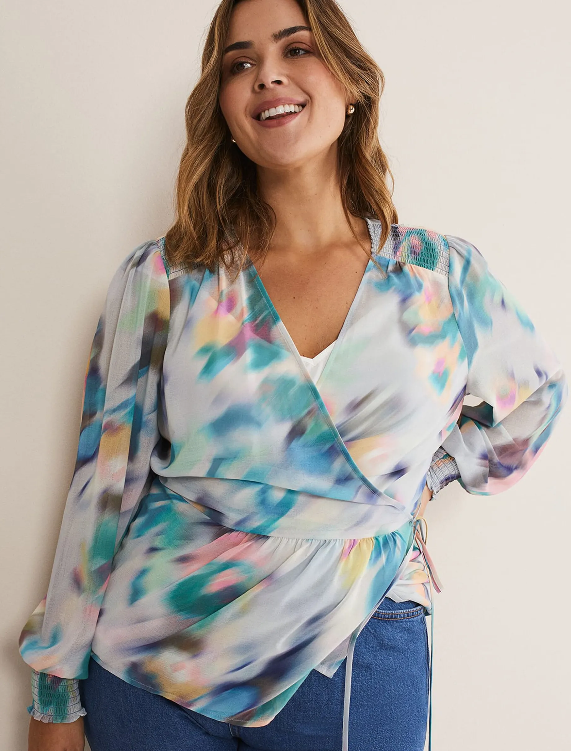 Sonya Printed Wrap Blouse