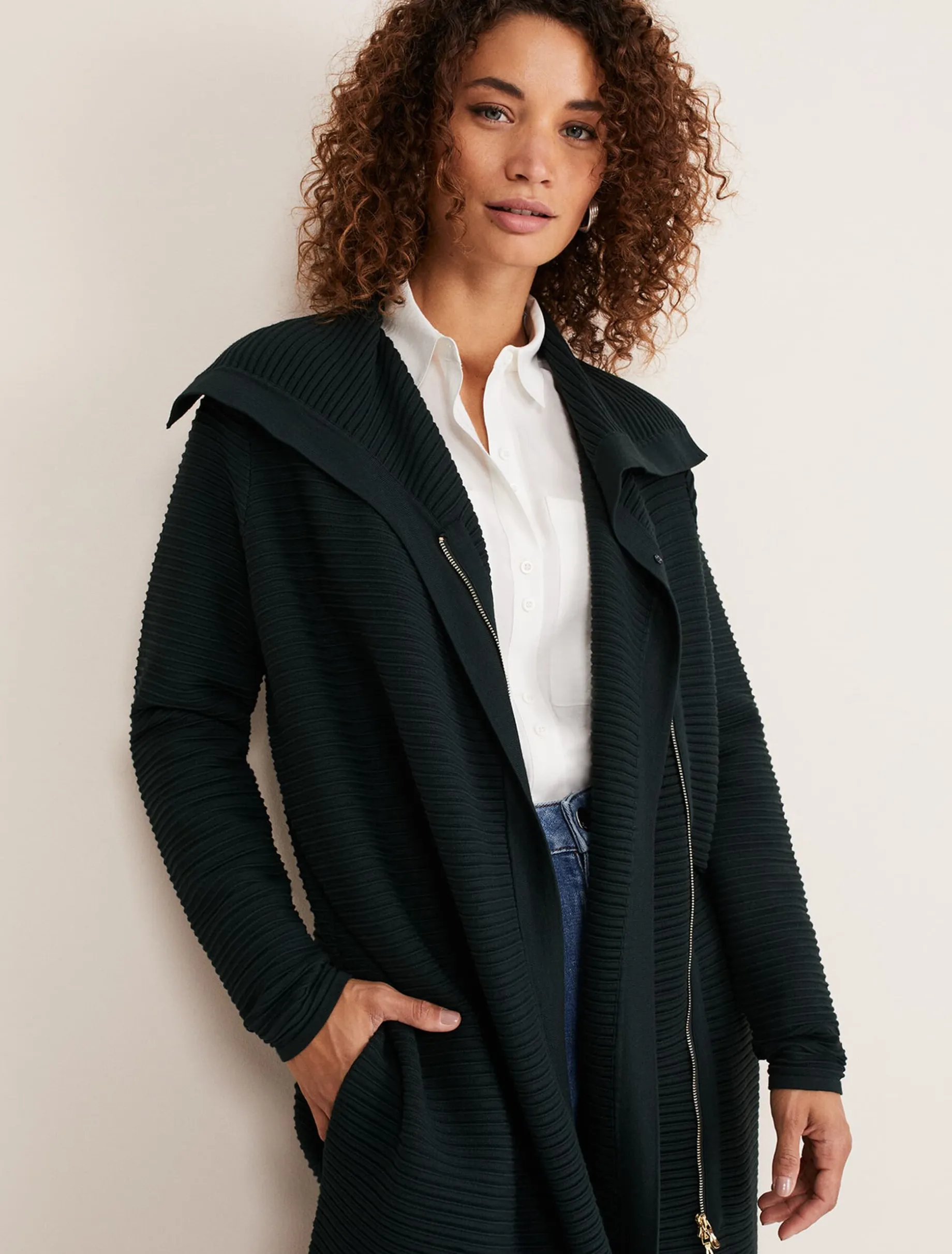 Sophia Ribbed Longline Coat