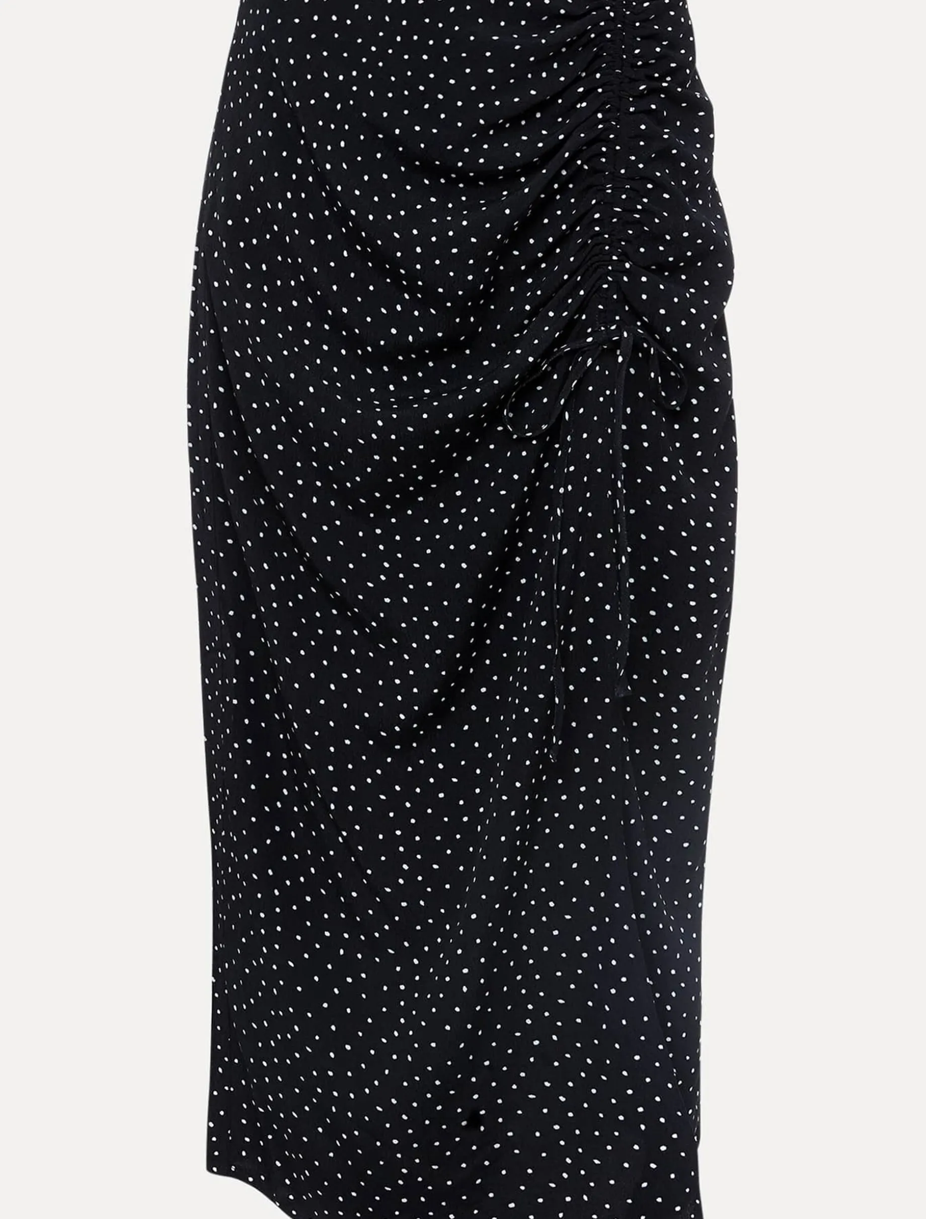 Spot Print Midi Ruched Skirt