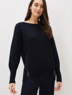 Steph Zip Detail Wool Blend Jumper
