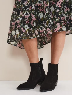 Stitch Detail Suede Ankle Boot