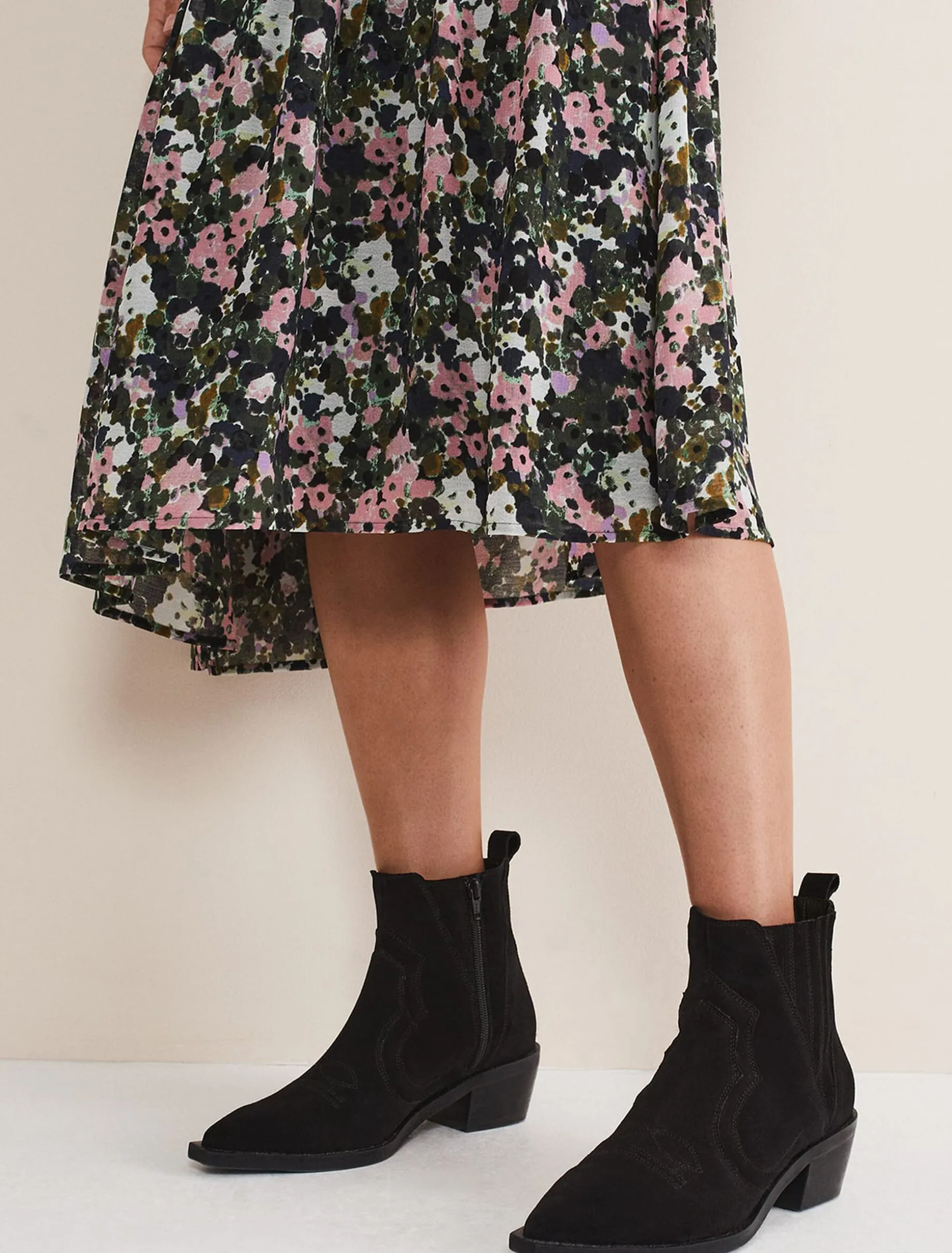 Stitch Detail Suede Ankle Boot
