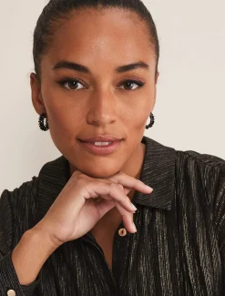 Stone Detail Hoop Earring
