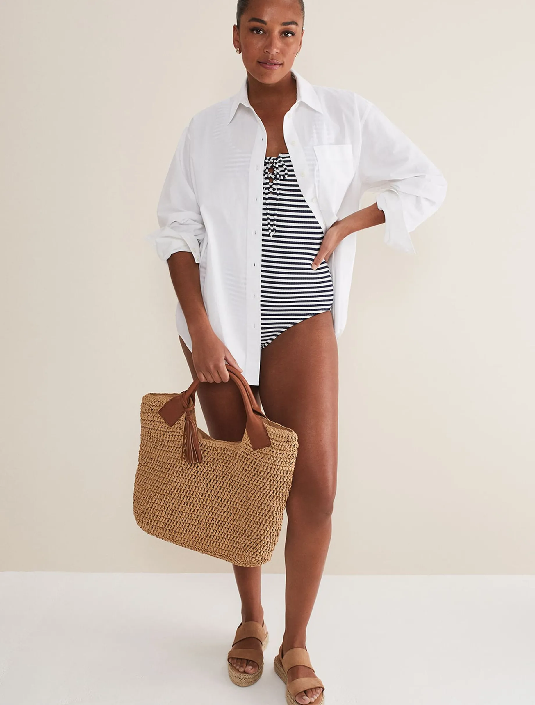 Striped Ribbed Swimsuit