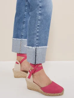 Suede Ankle Tie Espadrille Shoes