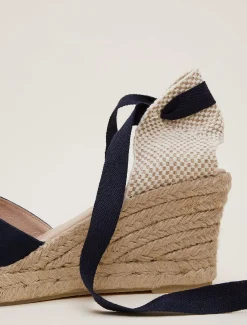 Suede Ankle Tie Espadrille Shoe