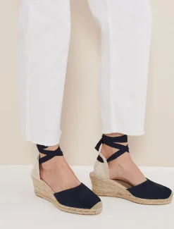 Suede Ankle Tie Espadrille Shoe