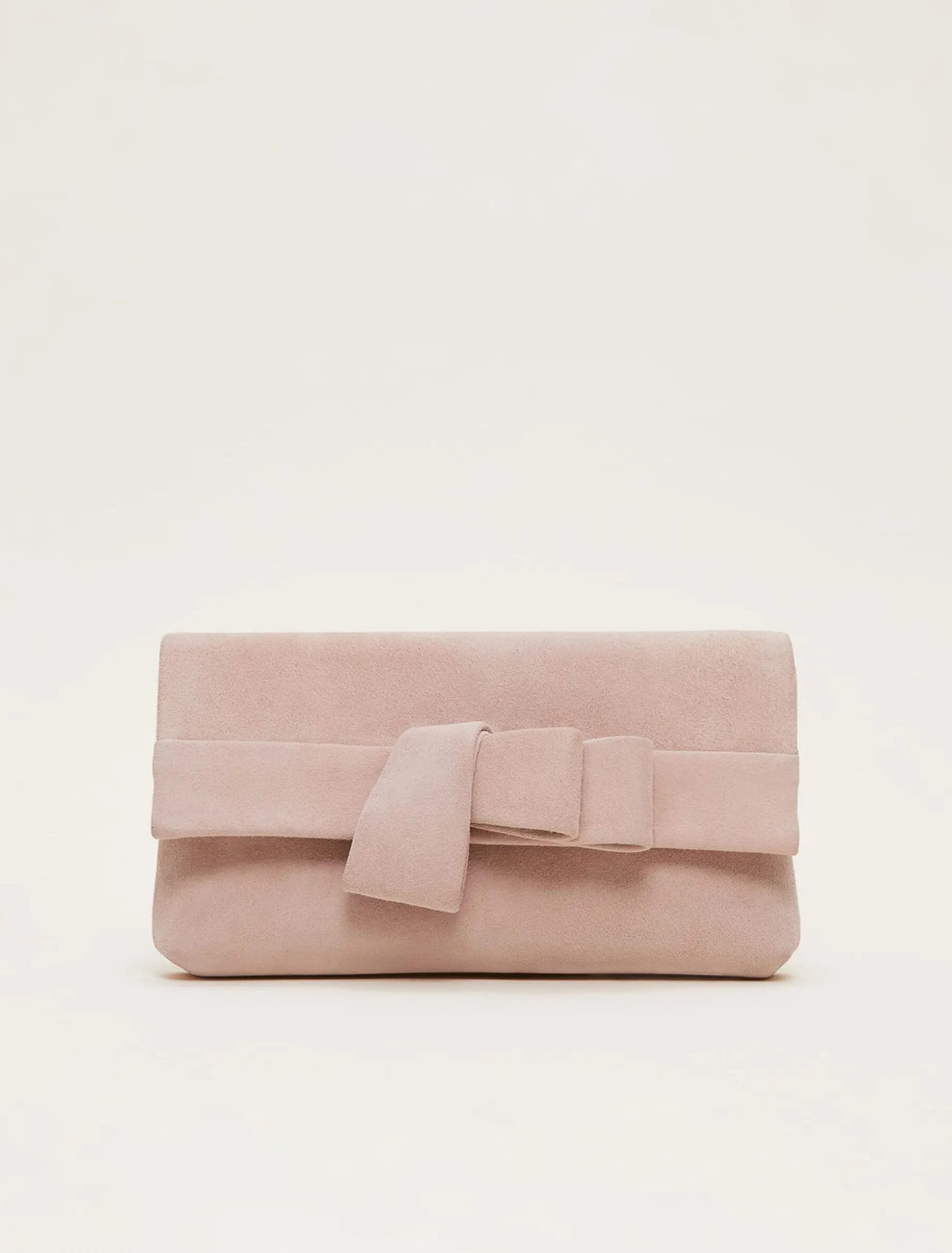 Suede Bow Front Clutch