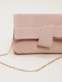 Suede Bow Front Clutch