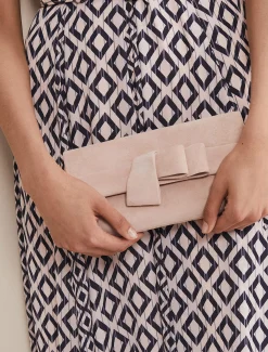 Suede Bow Front Clutch