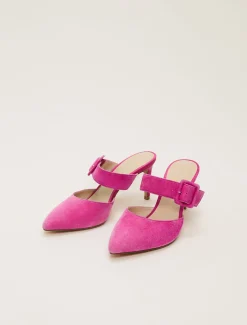 Suede Buckle Backless Heel
