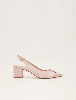 Suede Buckle Block Heel Shoe