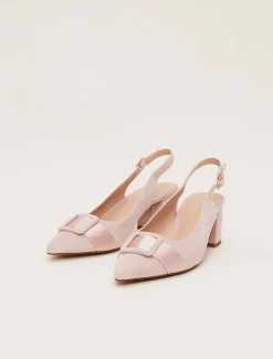 Suede Buckle Block Heel Shoe