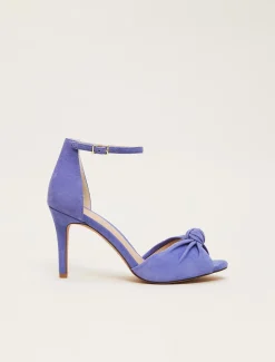 Suede Knot Front Heeled Sandal