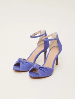 Suede Knot Front Heeled Sandal
