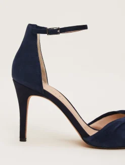 Suede Open Toe Heels
