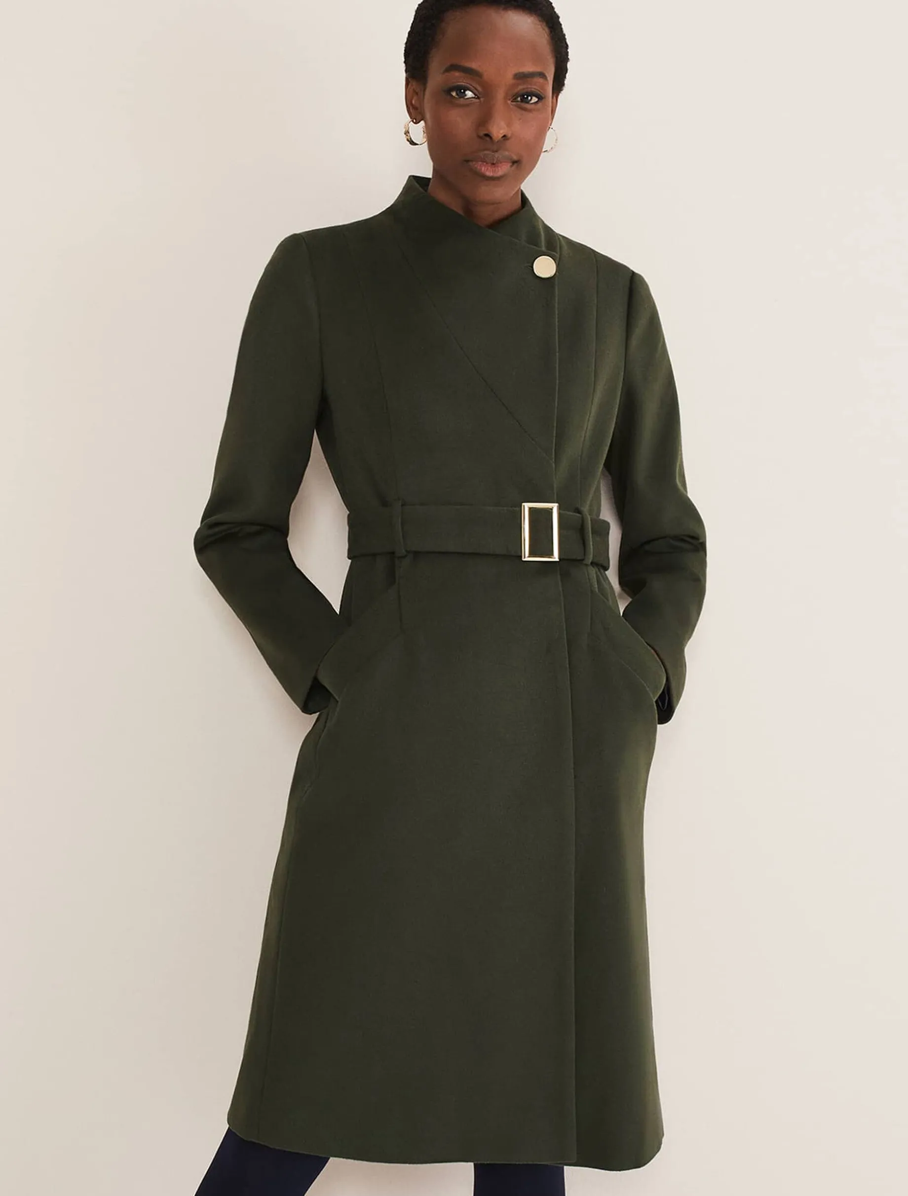 Susie Collarless Wrap Coat
