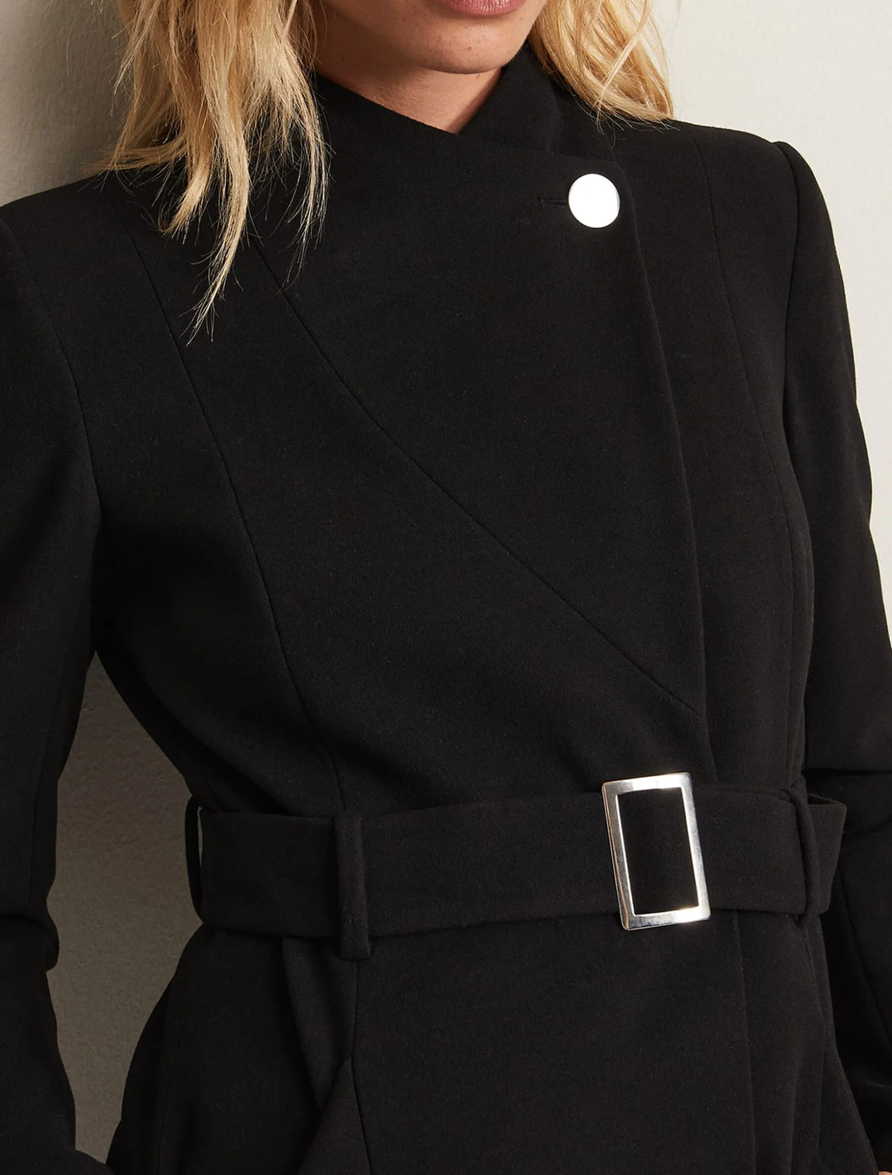 Susie Collarless Wrap Coat