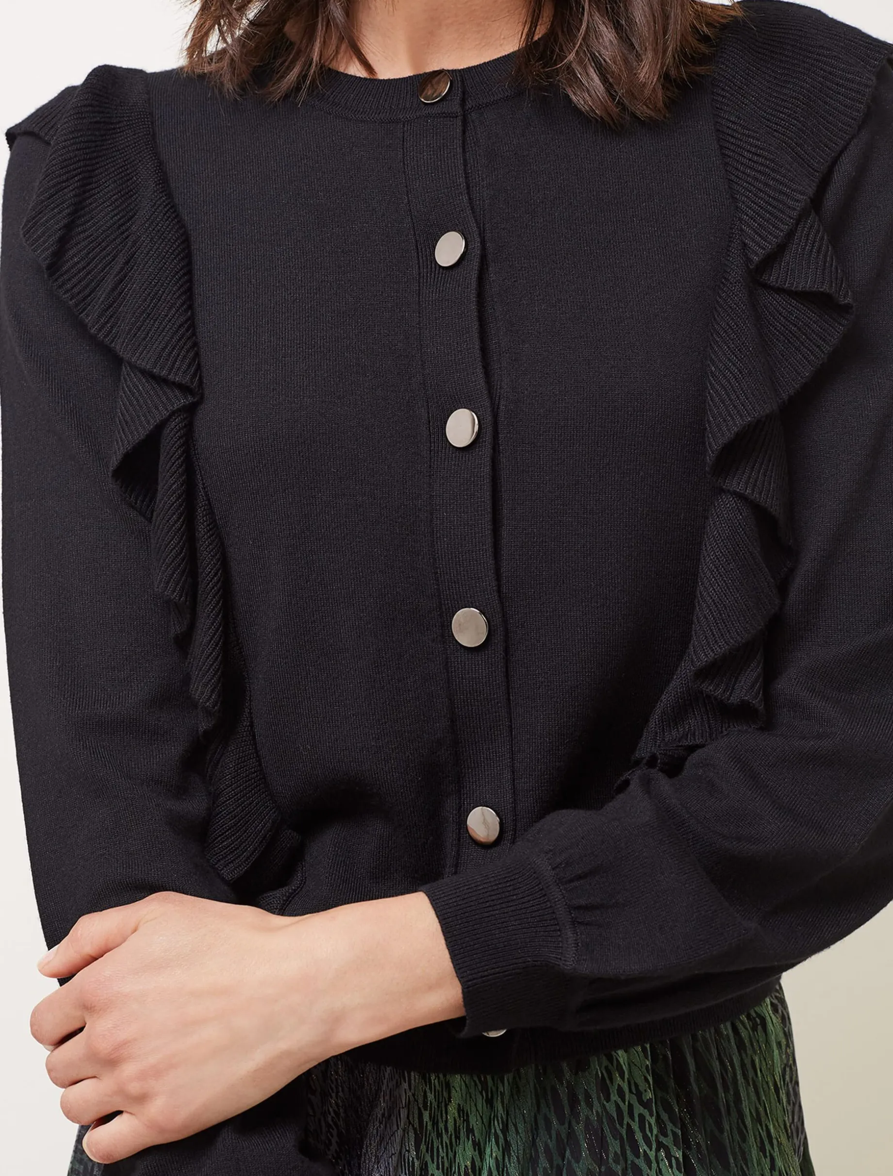 Susie Frill Detail Fine Knit Cardigan