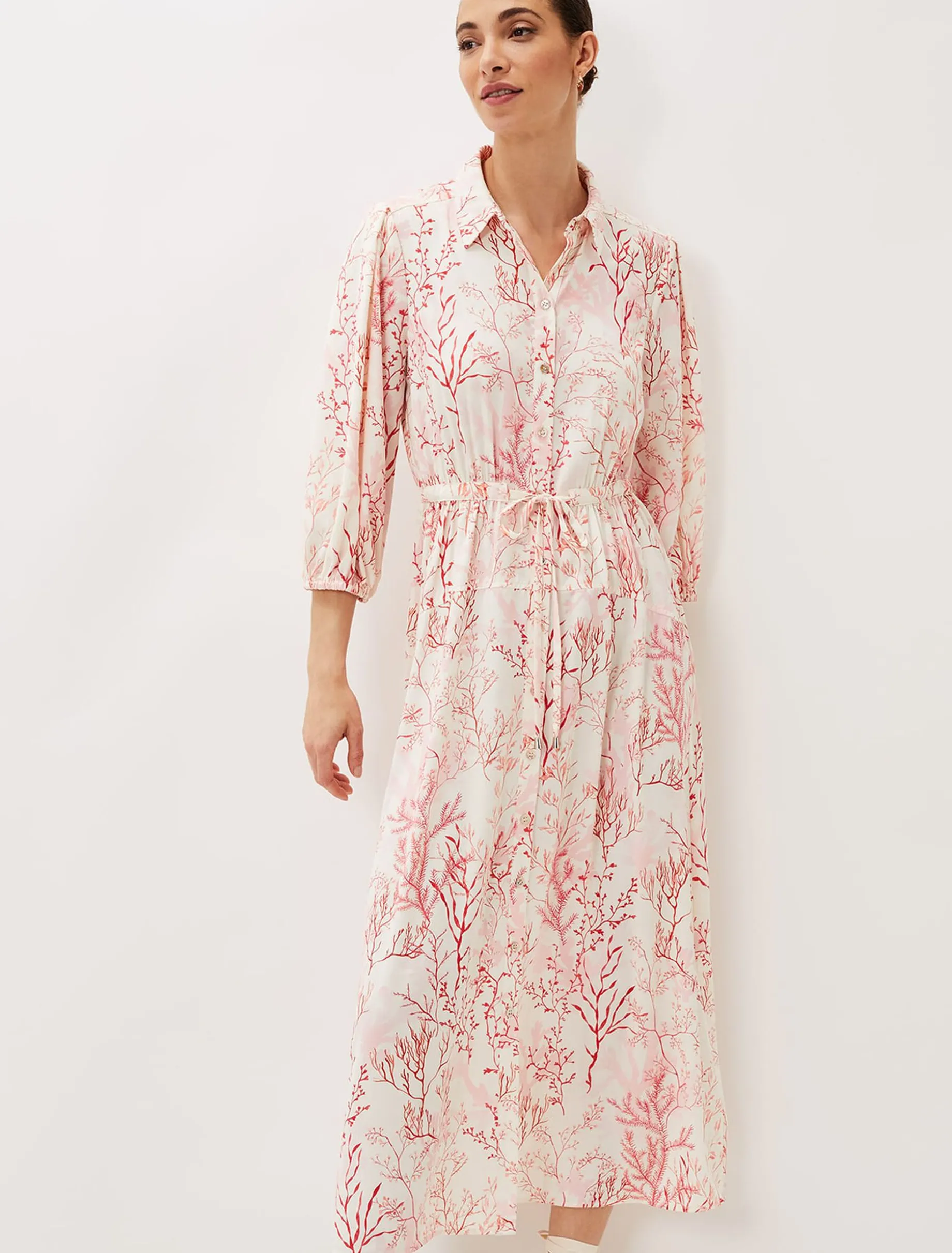 Tana Coral Printed Midi Dress