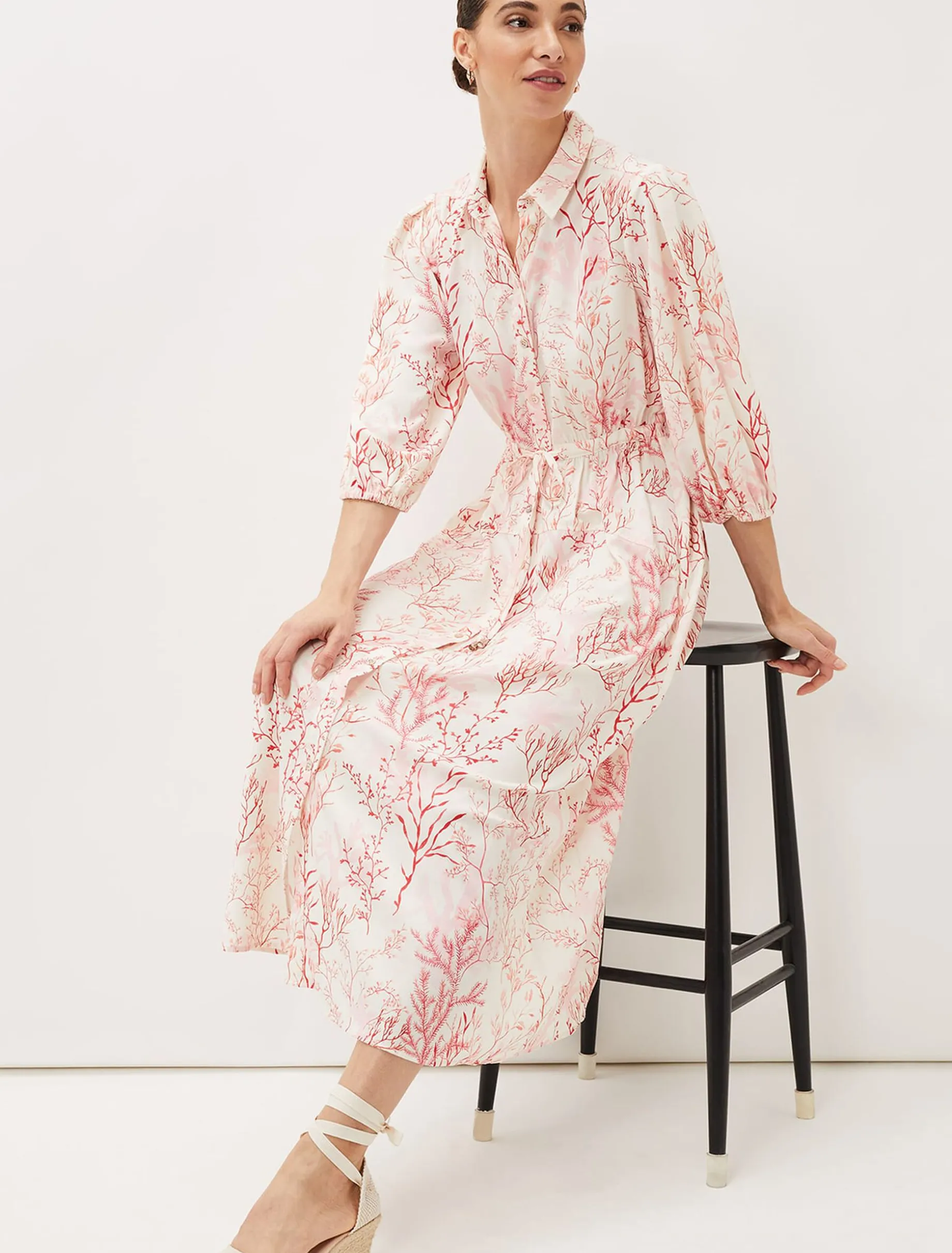 Tana Coral Printed Midi Dress