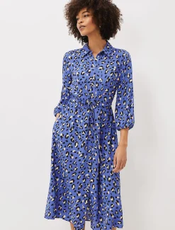 Tana Leopard Print Midi Shirt Dress