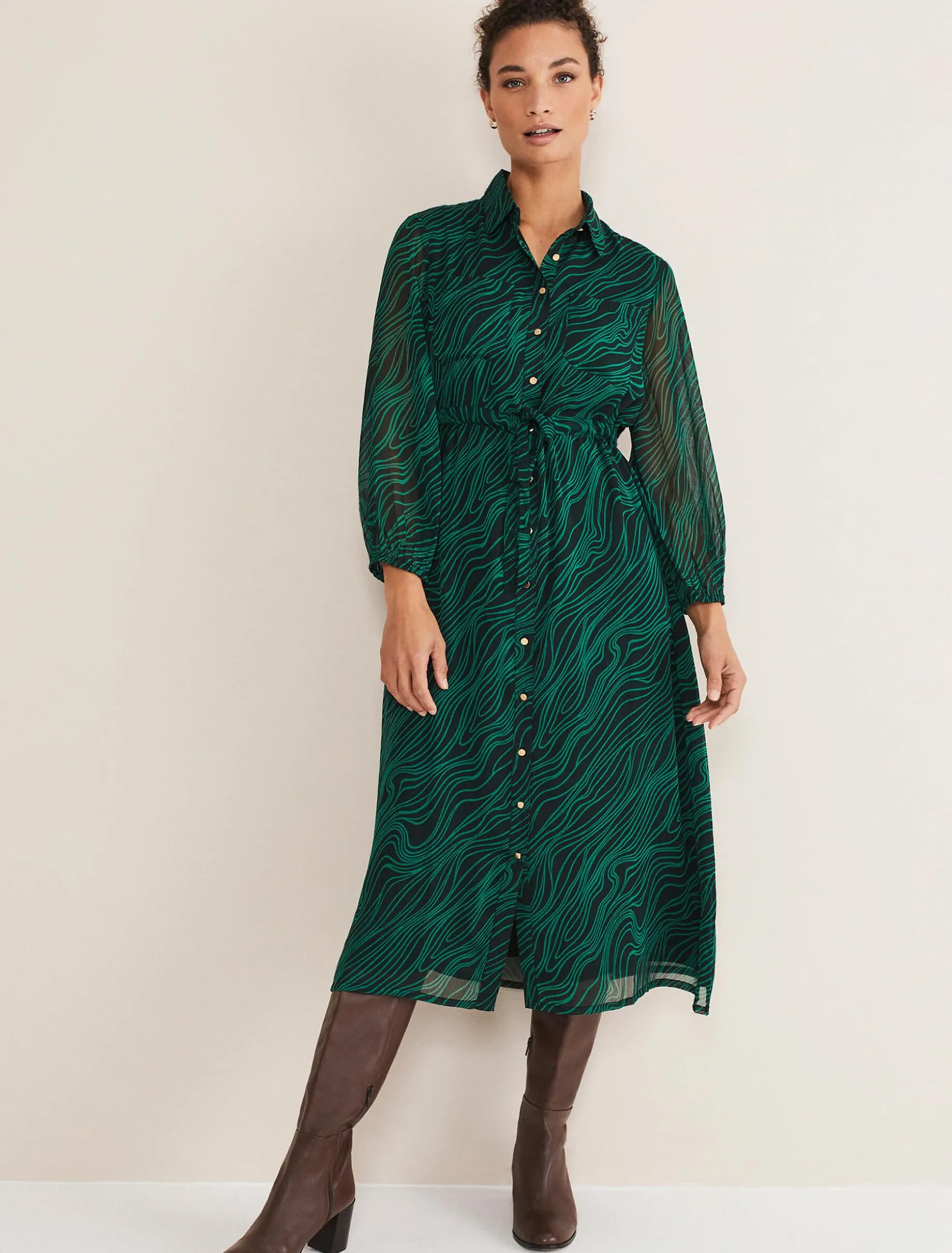 Tana Swirl Chiffon Midi Dress