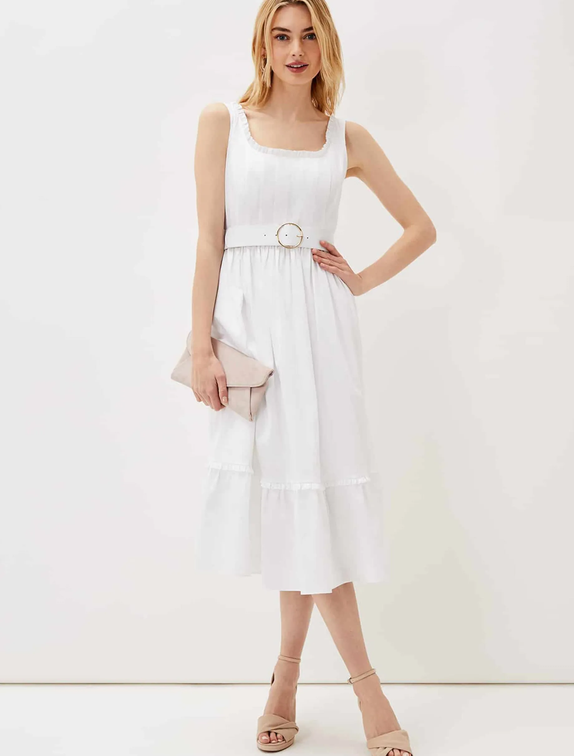 Tanya Cotton Belted Midaxi Dress