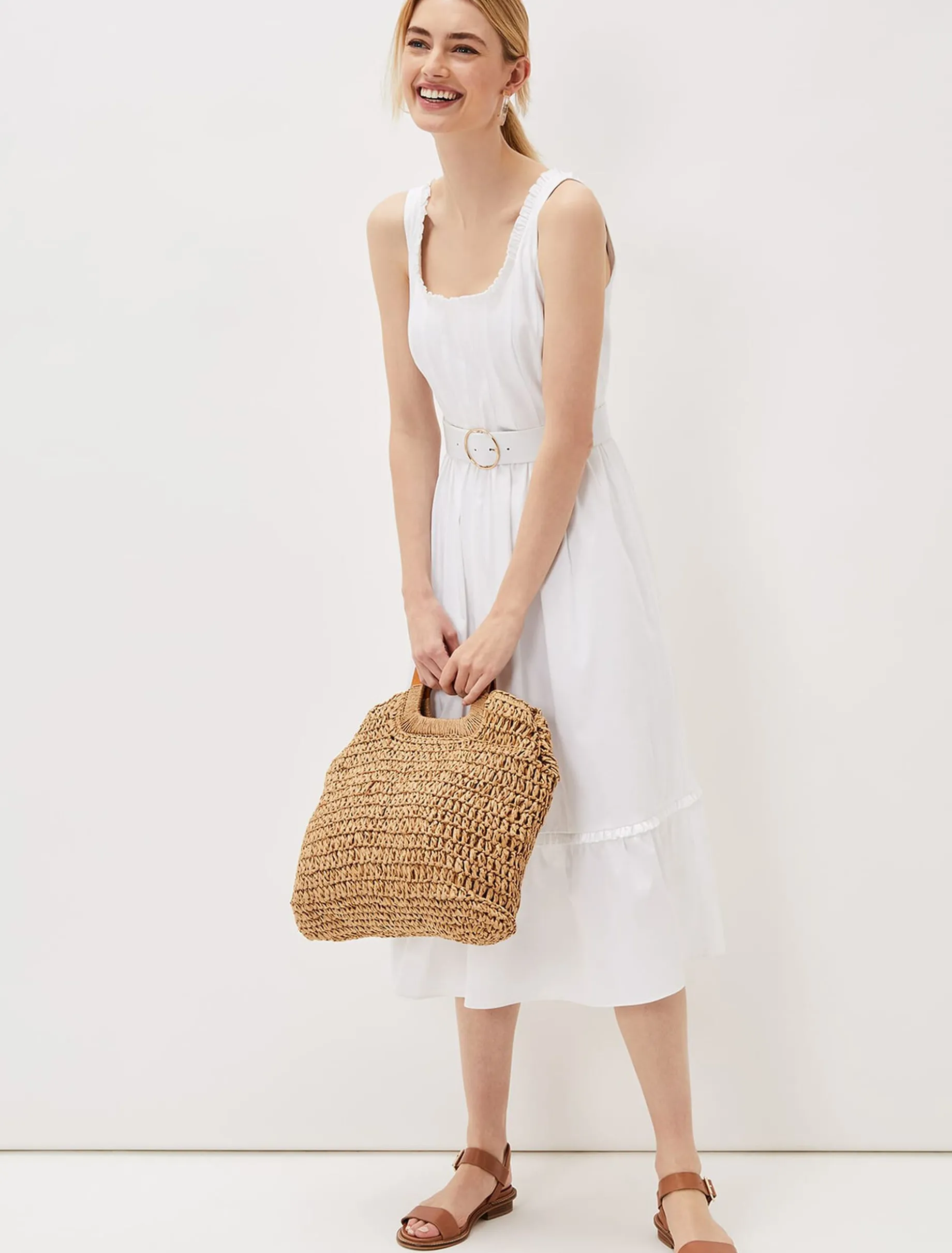 Tanya Cotton Belted Midaxi Dress