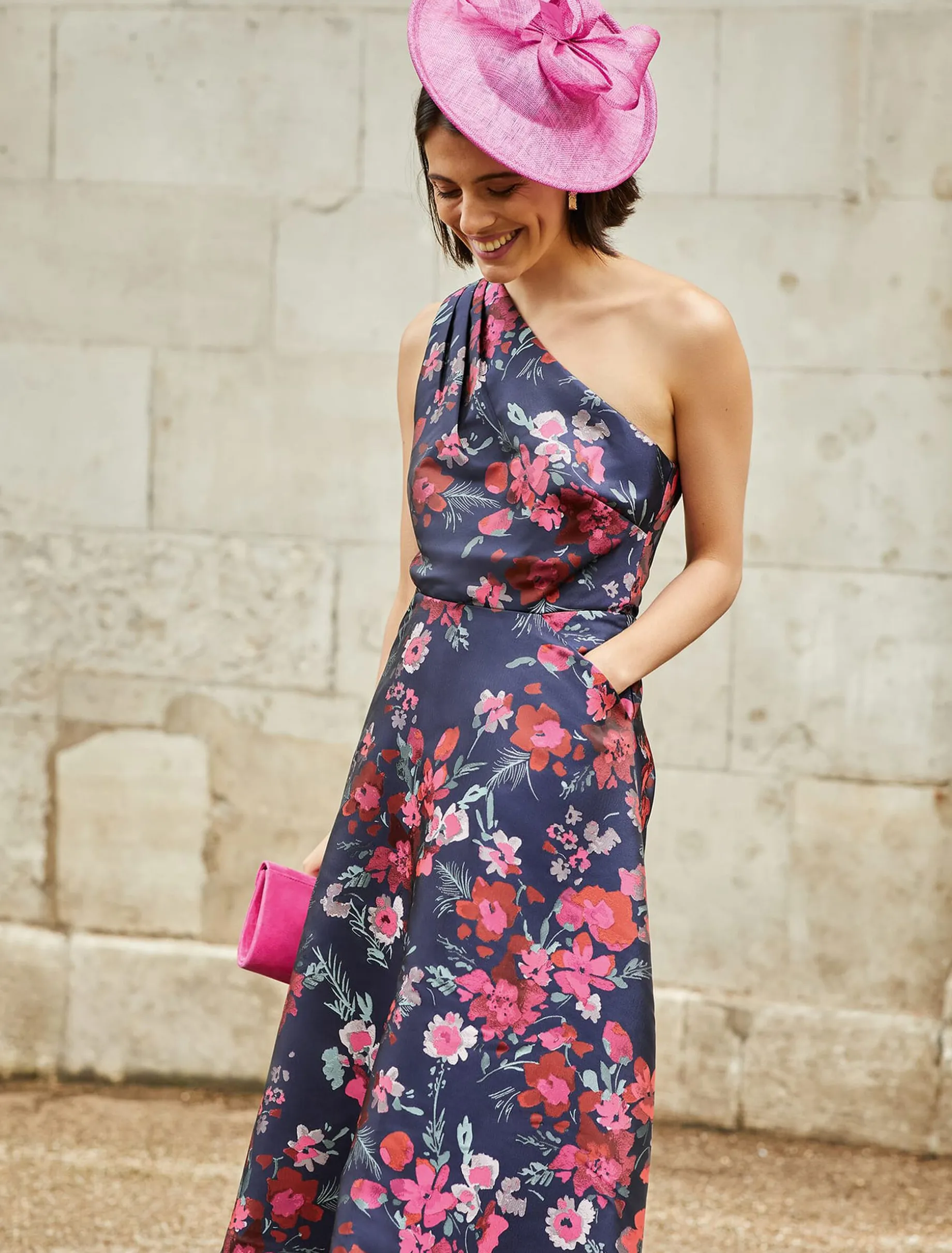 Tasha One Shoulder Jacquard Dress