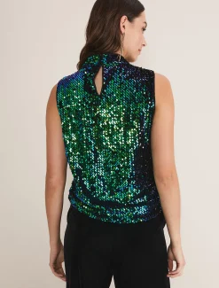 Tasha Sequin Sleeveless Top