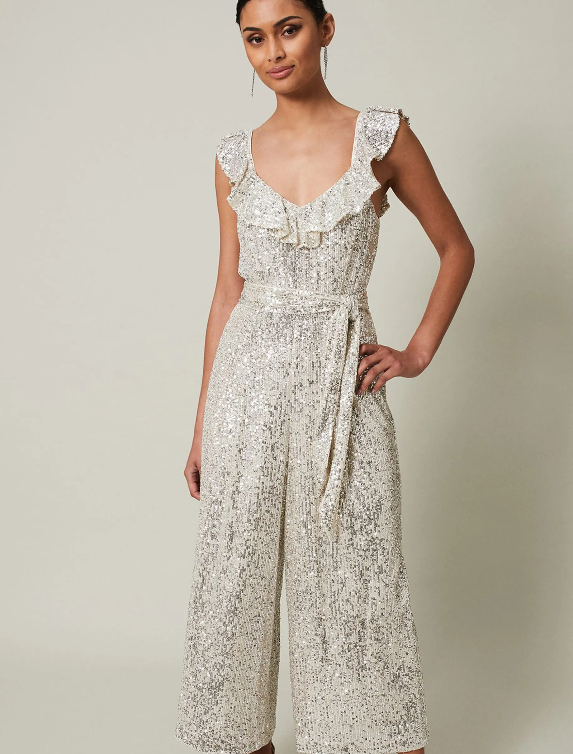 Tazanna Sequin Wide Leg Jumpsuit