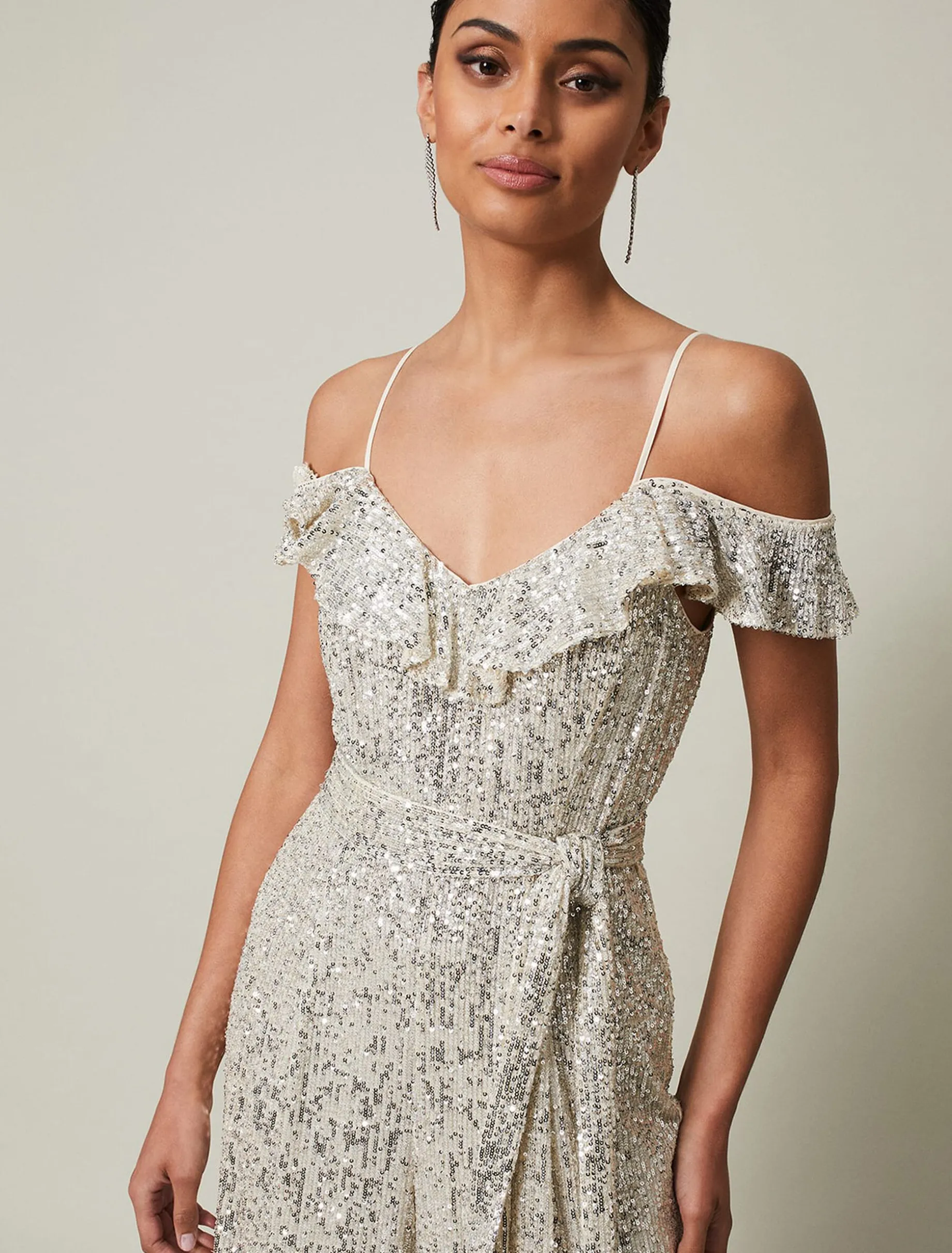Tazanna Sequin Wide Leg Jumpsuit