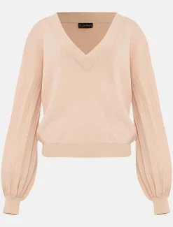 Teodora V Neck Pleat Sleeve Co-Ord Jumper