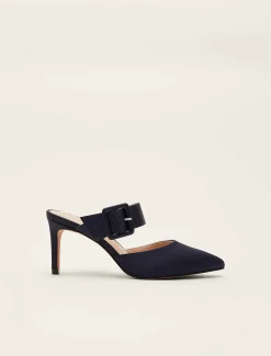 Textured Buckle Satin Heel
