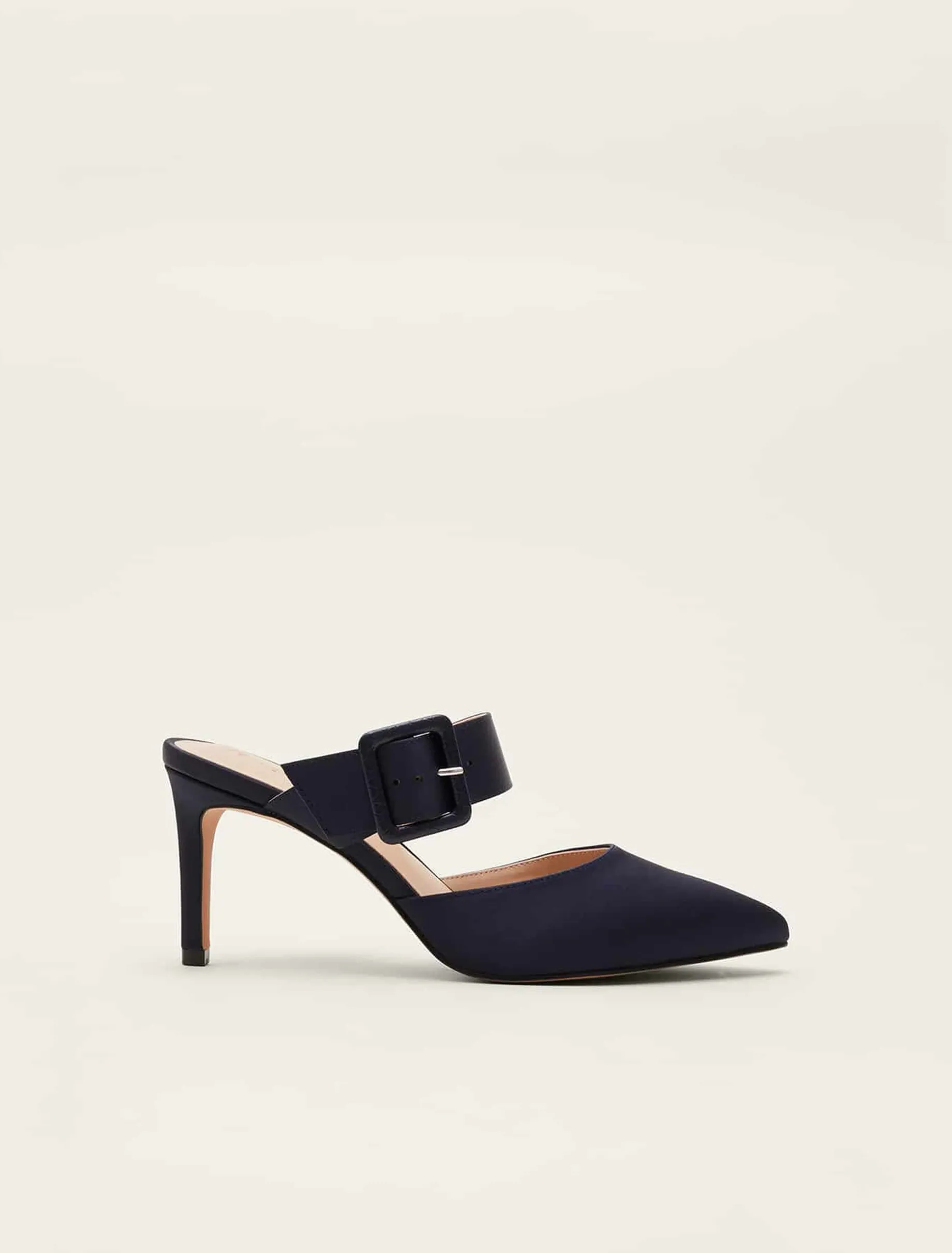 Textured Buckle Satin Heel